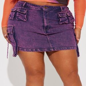 FNOVA Camila Mineral Wash Cargo Skirt - Purple